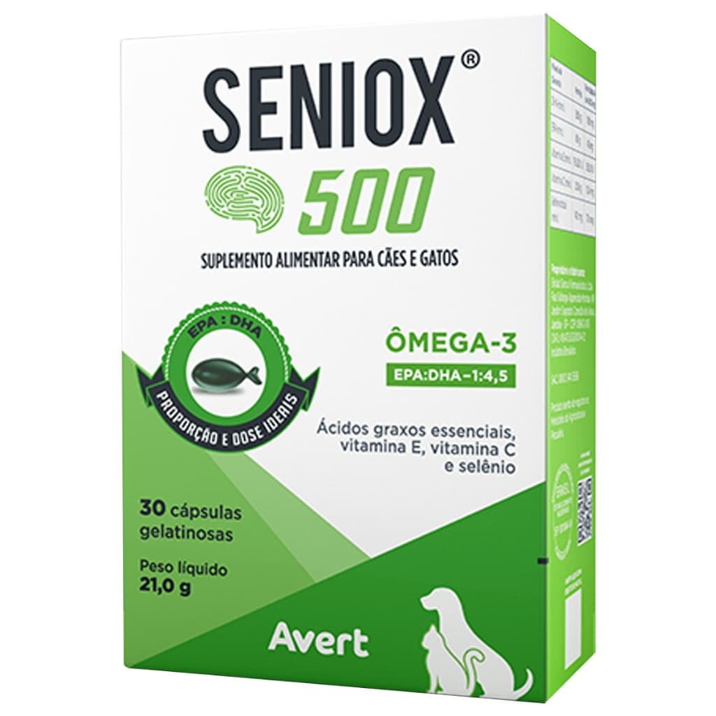Seniox 500 mg Avert 30 Cápsulas Suplemento para Cachorro