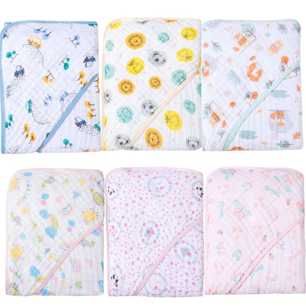 Toalha de Banho Fralda Soft com Capuz Estampada para Bebê 100% Algodão