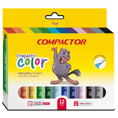 Canetinha Hidrografica 6 Cores Compactor Color Jumbo 1-4 Mm