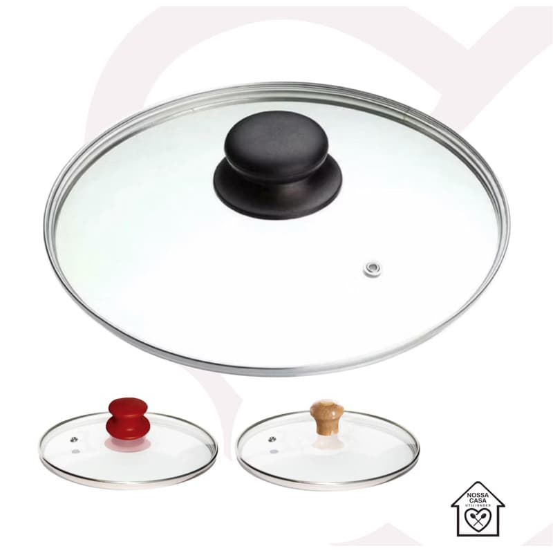 Tampa de vidro temperado pomel plástico madeira resistente prática estilosa panela frigideira inox
