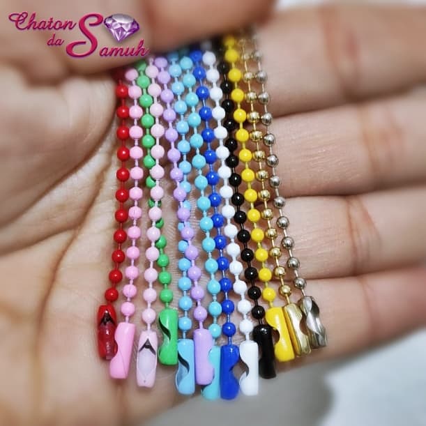 Corrente Bolinha com Fecho Canoa para Chaveiros, Tags, etc