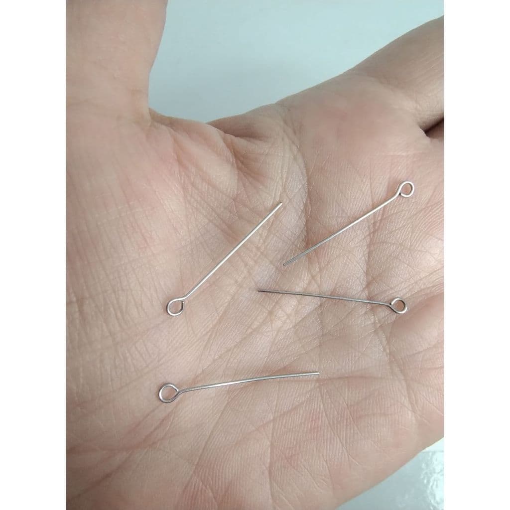 100 Alfinetes Contra Pino em Aço Inox 35mm Montagem de Bijuterias e Artesanatos