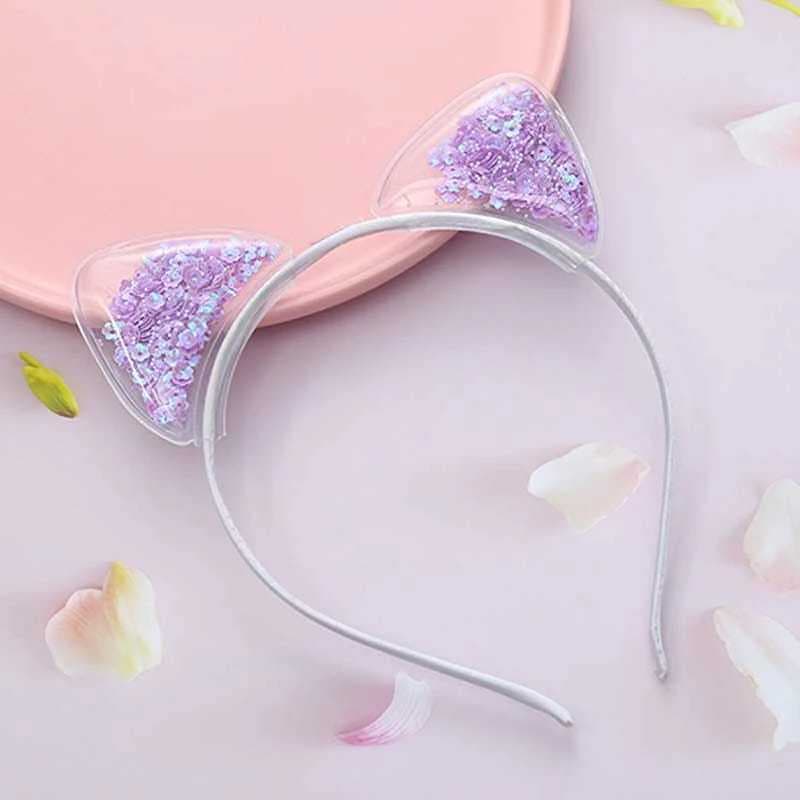 Tiara Gatinha Orelho Com Lantejoulas Trasparente Acessórios De Cabelo