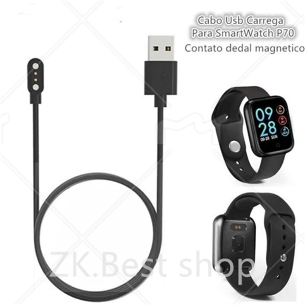 Cabo Carregador Magnético Usb Para Smartwatch P68/p70/p80