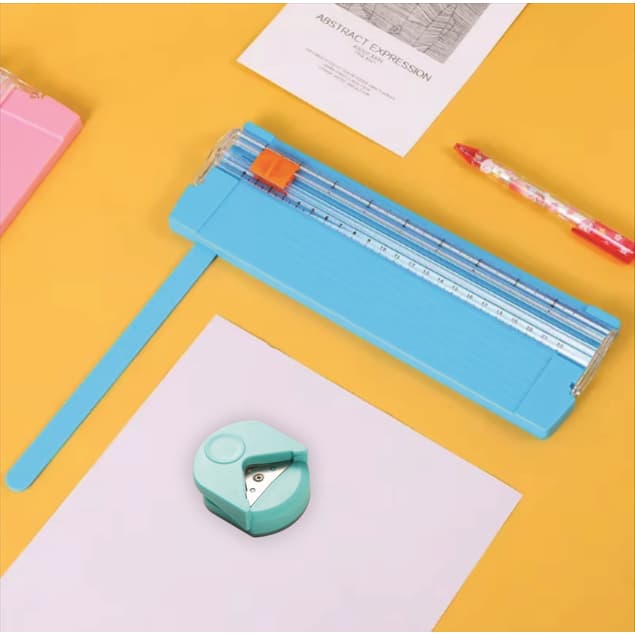 Kit Guilhotina Portátil Cortador De Papel A5 + Mini Arredondador de Canto de Folhas