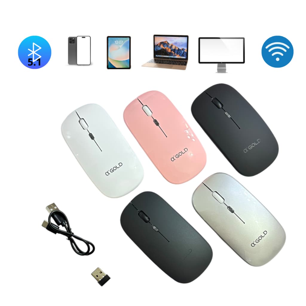 mouse sem fio bluetooth wireless bateria recarregavel ergônomico silencioso original a'gold led rgb