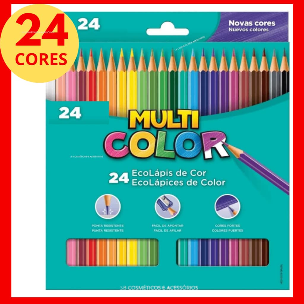 Lápis de Cor Multicolor 24 Cores Faber Castell Volta as Aulas