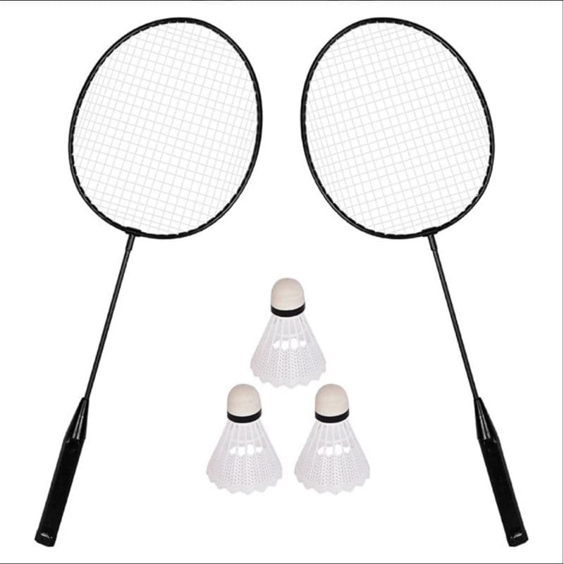 Raquete Badminton, kit com 2 raquetes e 3 petecas