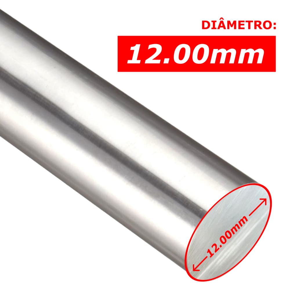 Barra Redonda Inox 12mm - Tarugo Haste Eixo Vergalhao Trefilado