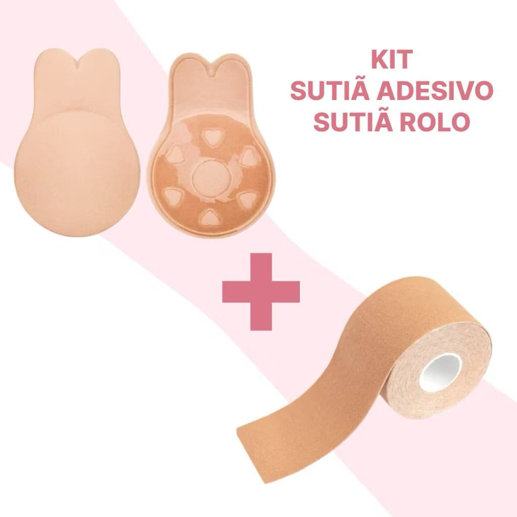 Kit 2 Conjunto para levantar o peito 1 Sutiã Rolo Adesivo + 1 par Sutiã Adesivo orelhas de coelho Pushup