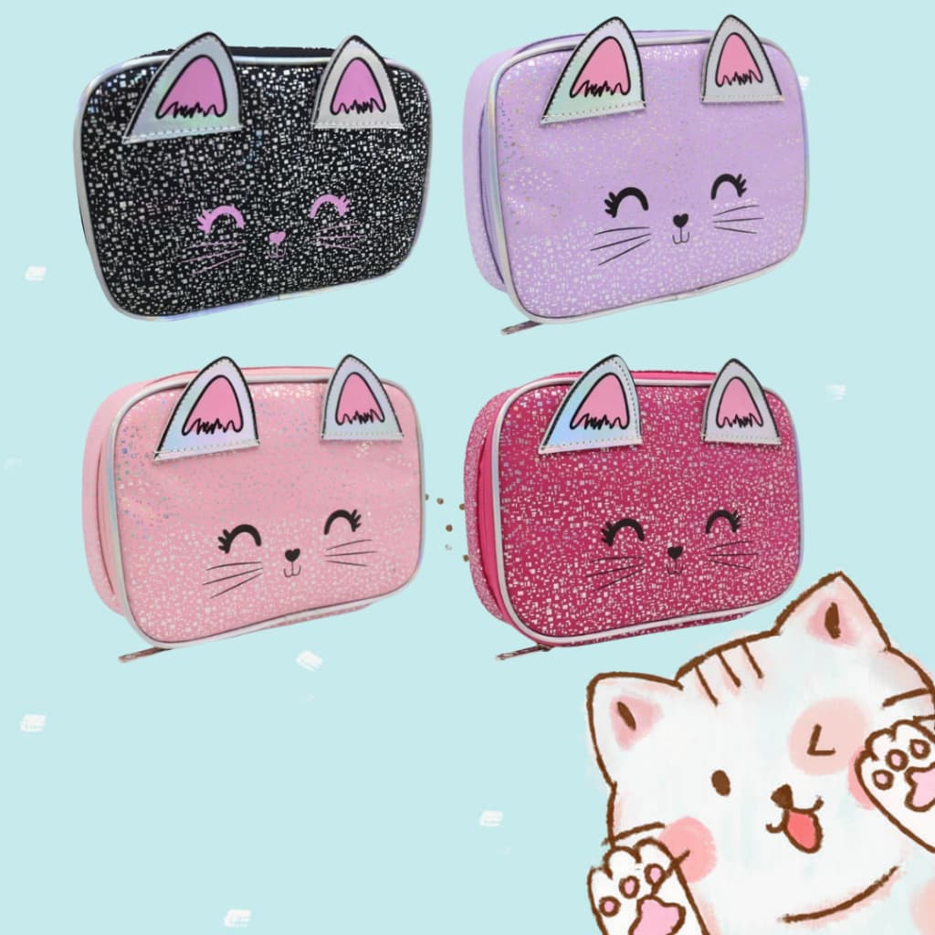 2026 Novo Estojo Feminino Box Escolar  Penal Gatinho Capacidade Grande - EST12034