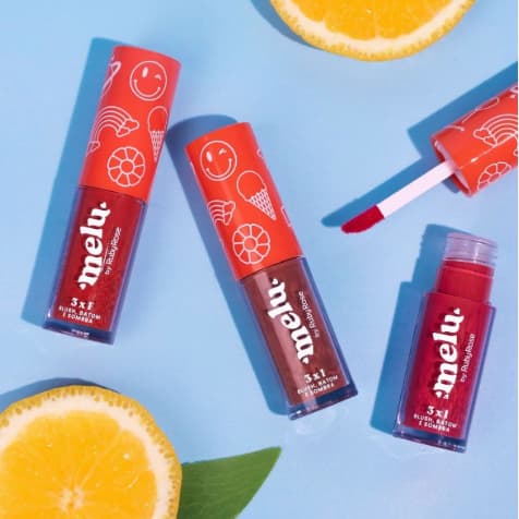 Blush, Batom e Sombra 3x1 Melu By Ruby Rose