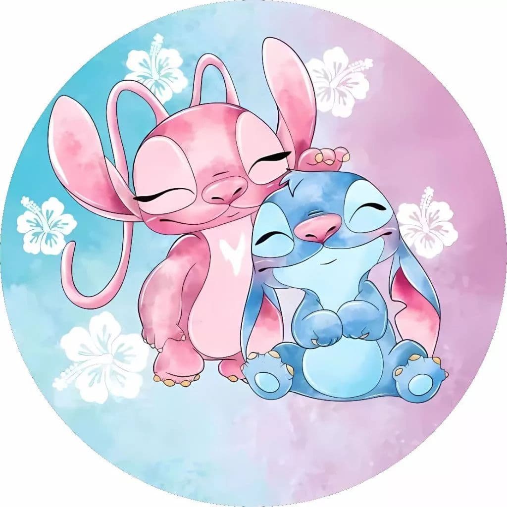 Painel em Lona Redondo Festa Stitch