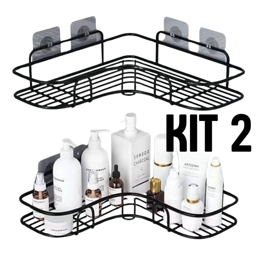 Kit 2 Prateleiras Suporte Com Alto Adesivos Para Parede Banheiro Cozinha lavanderia Shampoo