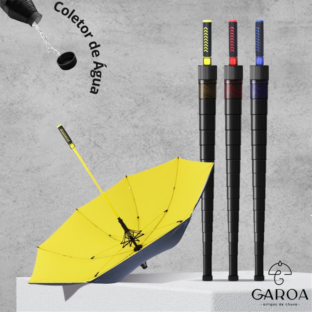 Guarda-Chuva Grande Reforçado Automático – Com Copo Coletor de Água, Proteção Solar UV Blackout