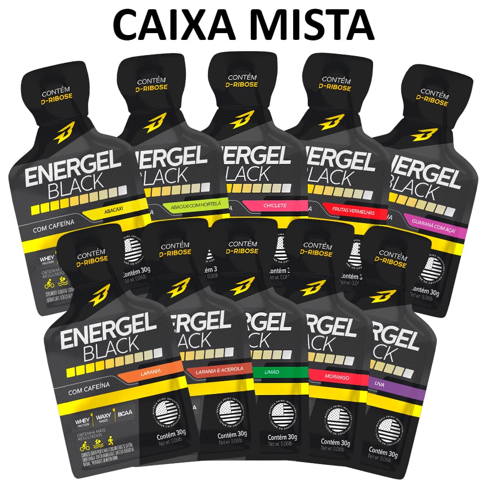 Bodyaction Energel Black - Gel de Carboidrato com Cafeína (Pedal/Endurance/Bike)