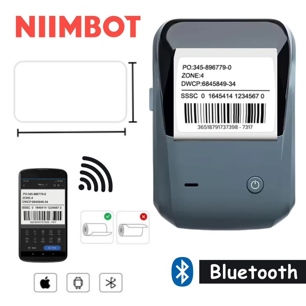 Impressora de Etiquetas Térmica NIIMBOT B1 Bluetooth Compatível iOS Android
