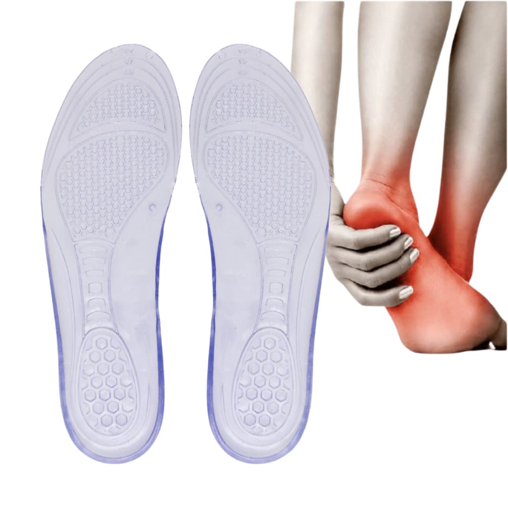 Par De Palmilha Silicone Gel Ortopédica Anti Impacto Confortável Macia Absorção de Impacto