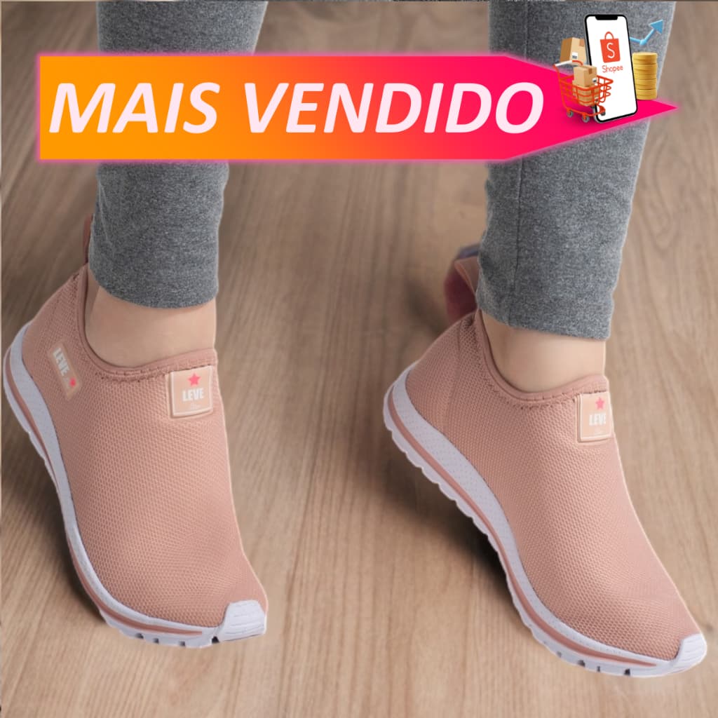 Tênis confortável pra academia feminino calce fácil caminhada pra malhar respirável leve resistente