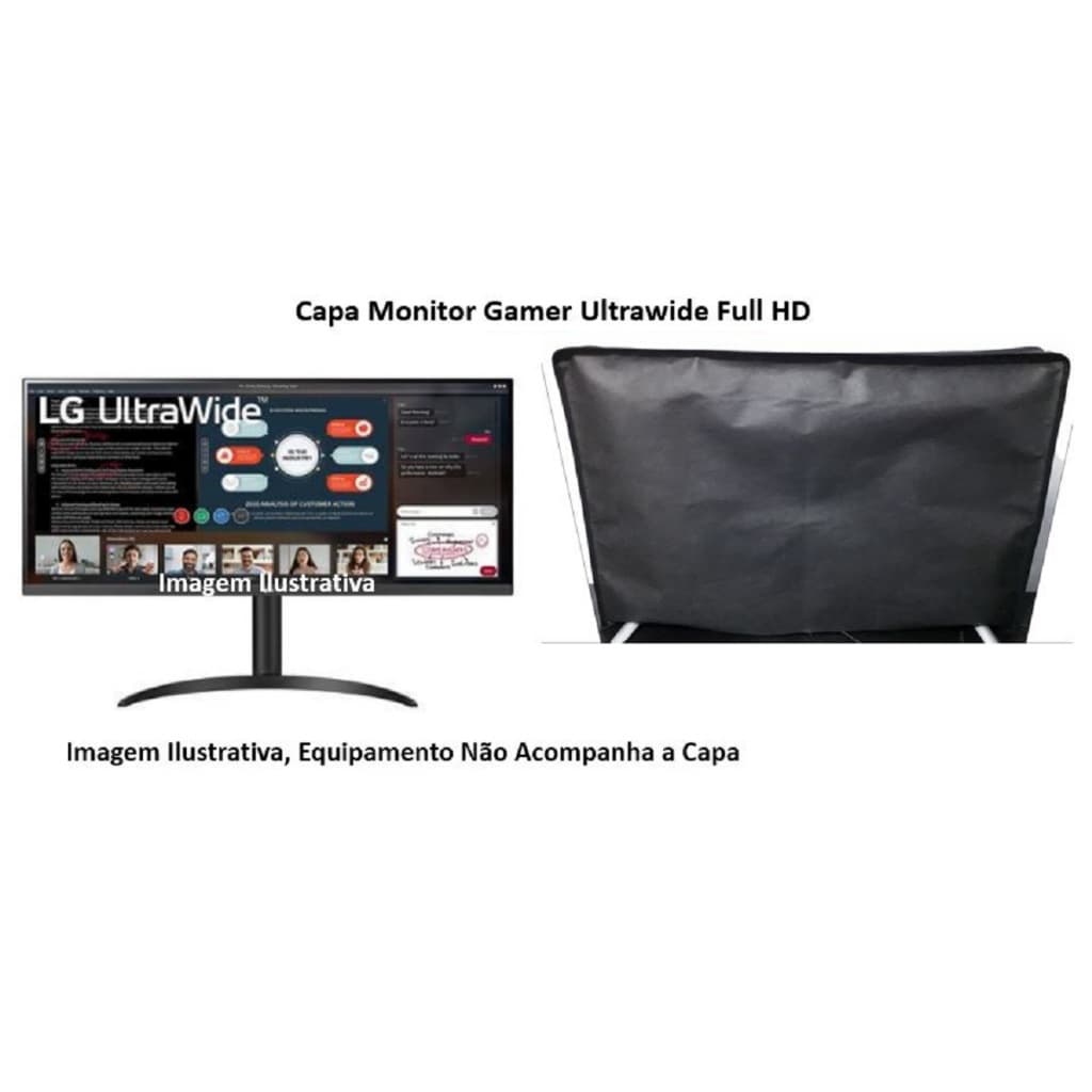 Capa Proteção Antipoeira Para Monitor Gamer 34" Ultrawide Sob Medida em Tnt Protege Contra os Raios UV.