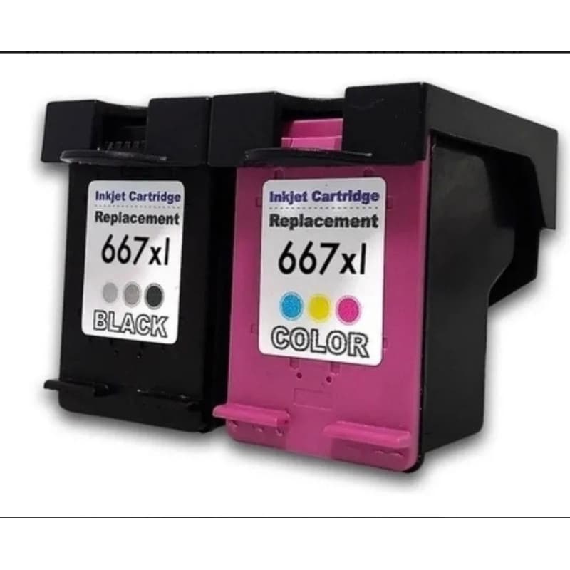 KIT CARTUCHO COMPATÍVEL COM 667XL  PRETO E COLORIDO | 2374 2375 2376 2774 2775 2776 6476 6475