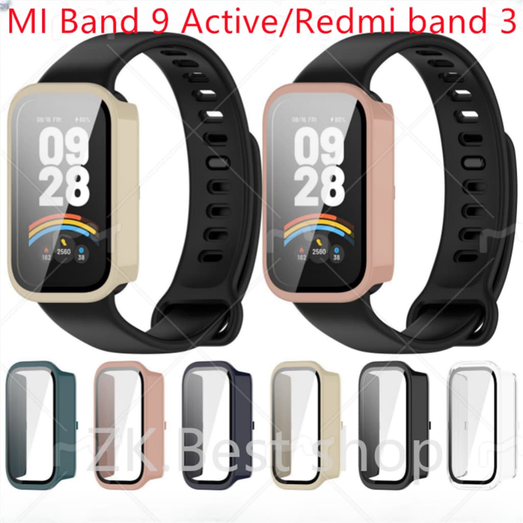 Case Capa Bumper Proteção Acrílico com Vidro Temperado para Xiaomi MI Band 9 Active/Redmi band 3