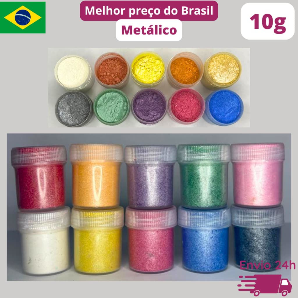 Kit 10 ou 4 pigmentos 10g mica metálico perolado resina artesanato diy pigmento pownder corante pó