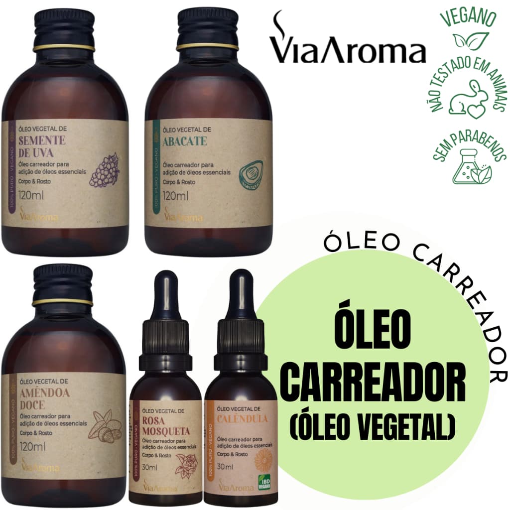 Óleo Carreador Via Aroma Óleo Vegetal 100% Puro Vegano Natural para Diluir Óleos Essenciais