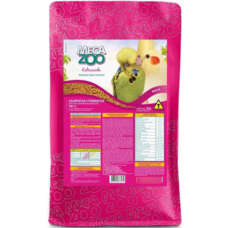 MEGAZOO EXTRUZADA CALOPSITA E PERIQUITO PM13 5KG