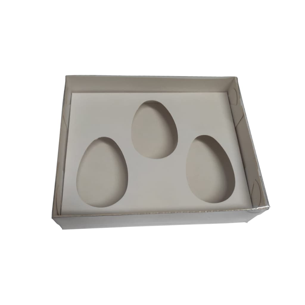 Caixa para Ovo de Colher 3x50gr 15x12x4 Tampa PET Embalagem de Páscoa Com 10