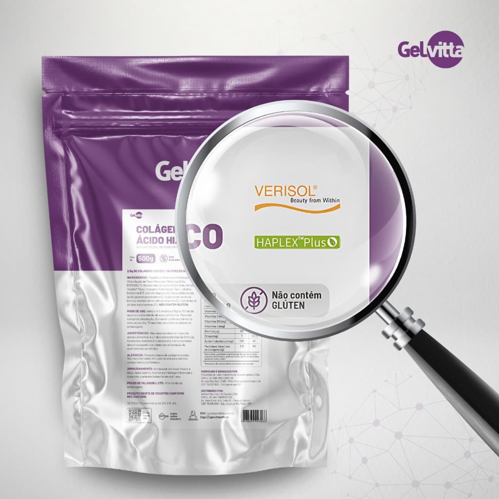 Colágeno VERISOL Hidrolisado com Ácido Hialurônico Biotina e Retinol Gelvitta