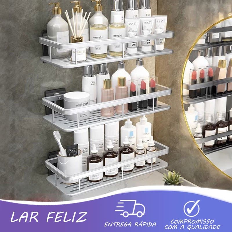 KIT 3 Suporte Prateleira De Canto Para Banheiro / Cozinha-Uso multifuncional