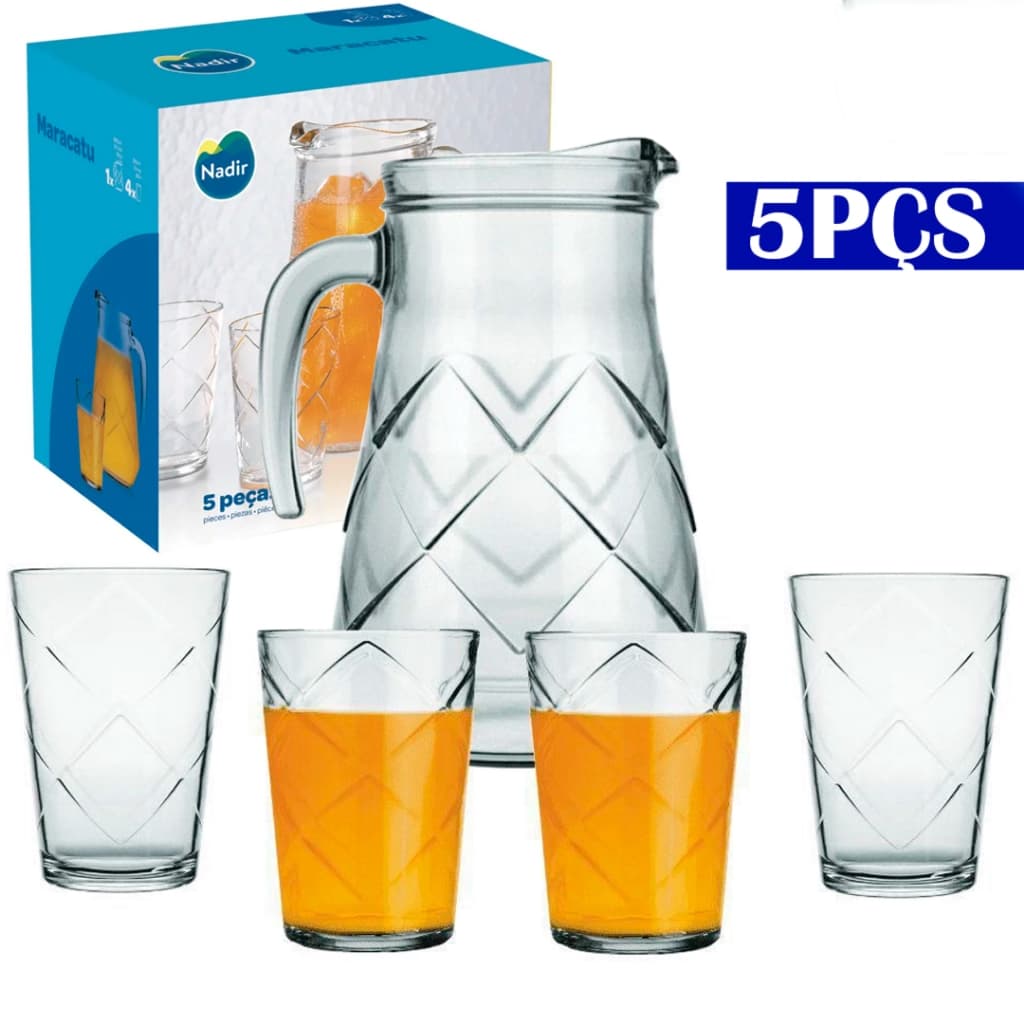 Jarra De Suco Água 1,5 Litros Jogo Completo Com 4 Copos