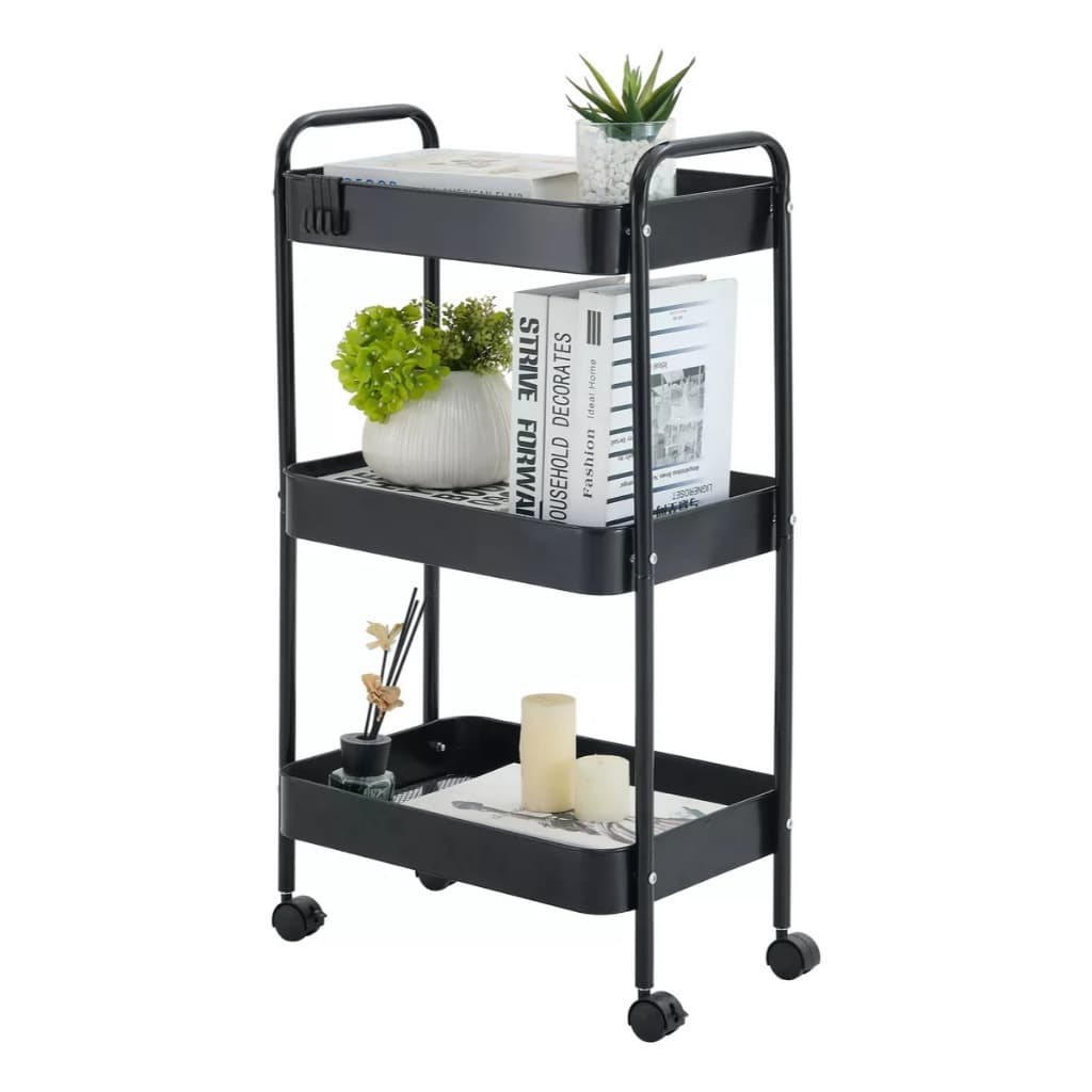 Carrinho Organizador Gala Em Metal 3 Divisórias Com Rodas