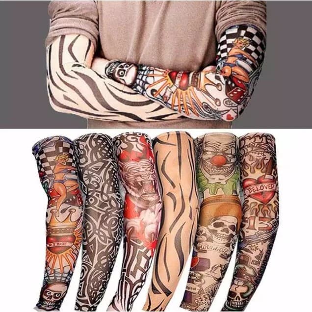 Par de Mangas Tattoo Tatuagem Falsa Manguito Tatuagem Sleeve