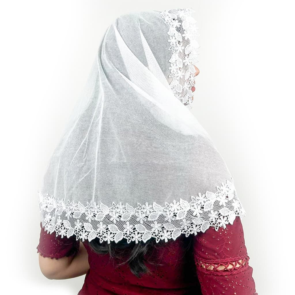 Véu Ccb Congregação Cristã Adulto Renda Guipir Floral Média (modelo Jaqueline)