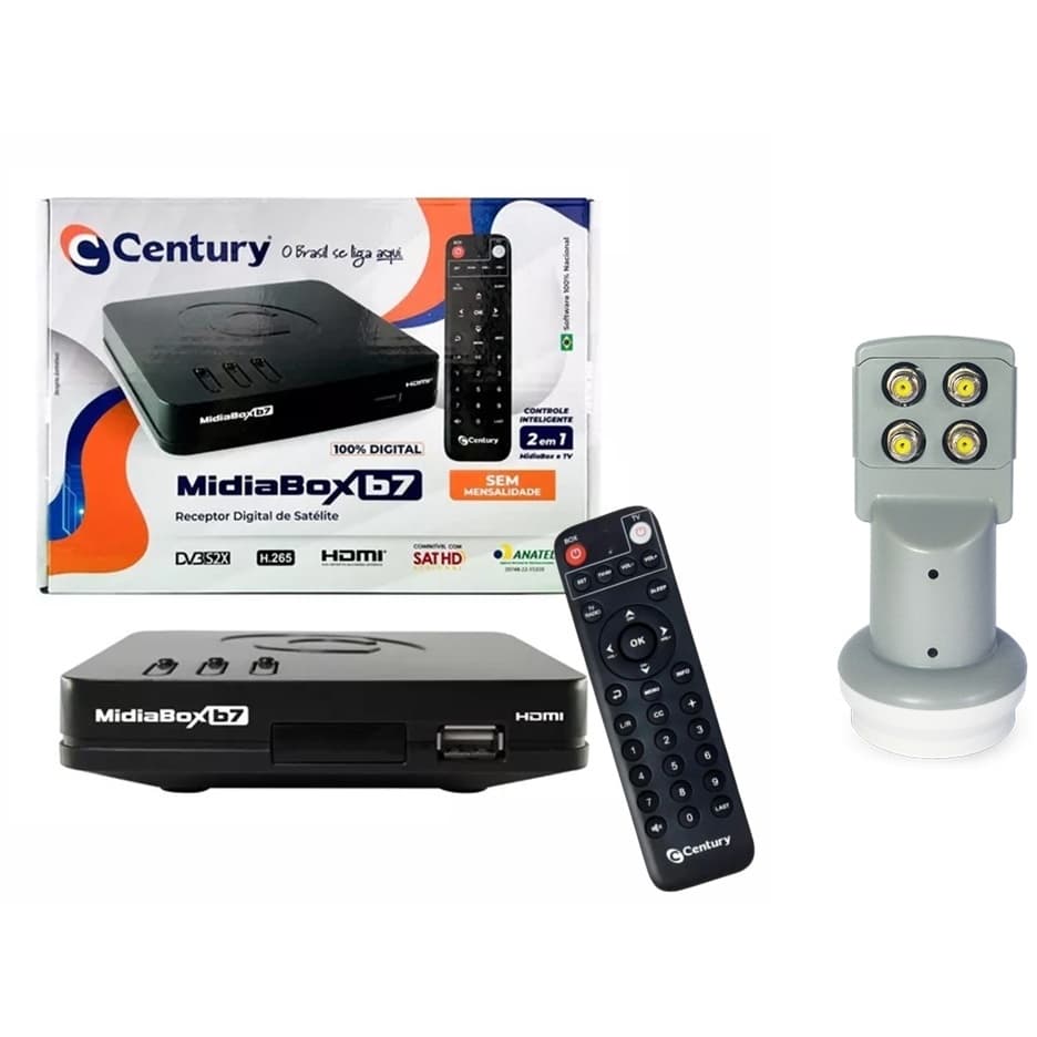 Receptor Midiabox B7 Century Digital + Lnbf Quadruplo