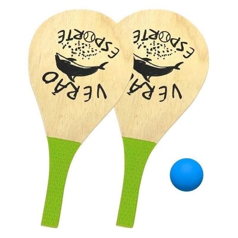 Kit Jogo Frescobol Tênis De Praia 2 Raquetes E 1 Bolas