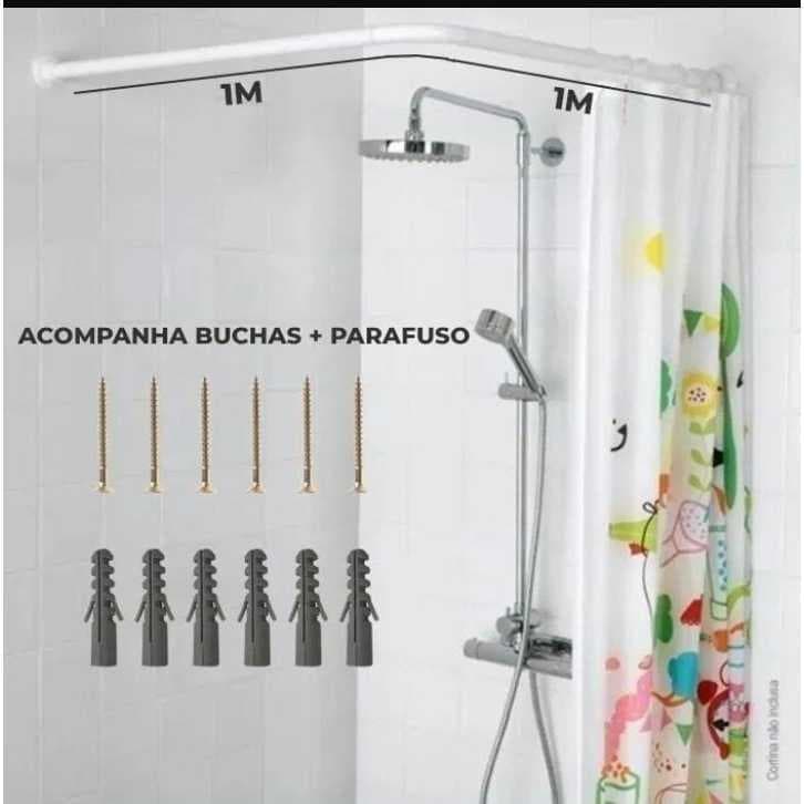 Suporte Box ALUMINIO Porta Cortina Banheiro Parede