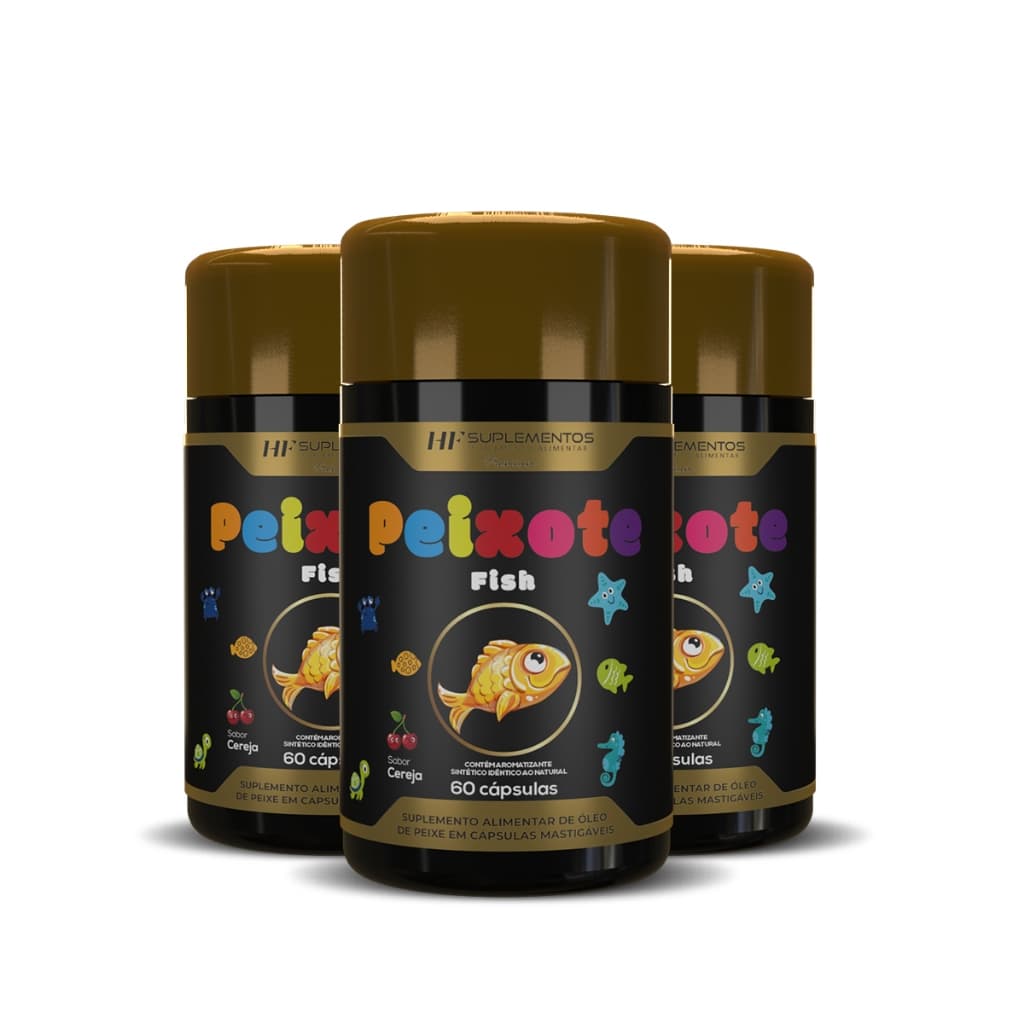 3x PEIXOTE OMEGA 3 INFANTIL MASTIGAVEL 60 CAPS HF SUPLEMENTS