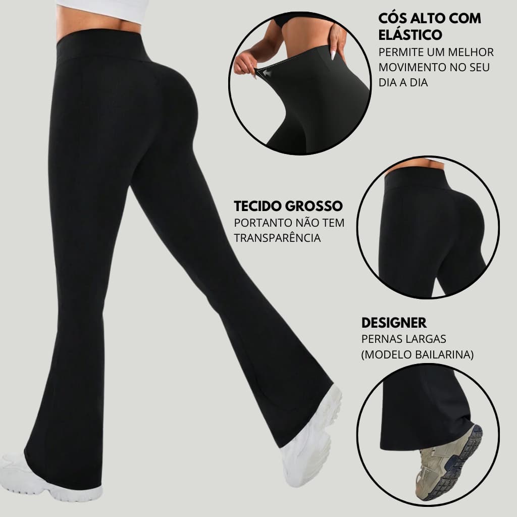 Calça Feminina Legging Flare Bailarina Cintura Alta