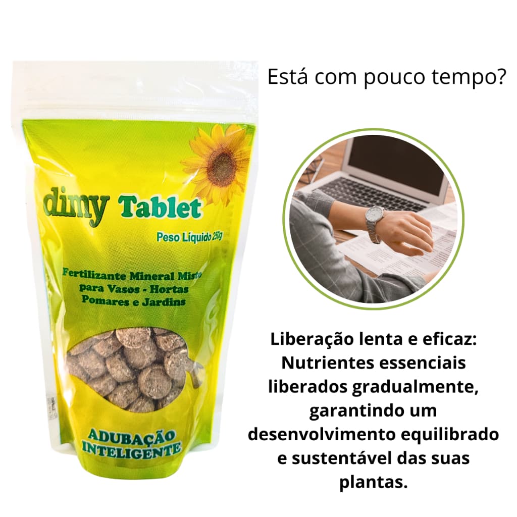 Fertilizante Adubo Liberação Lenta 250g Dimy Npk Plantas Vasos Jardim Horta Suculentas Samambaias Flores