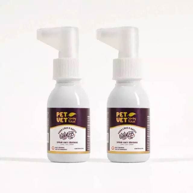 2 Unidades Spray Bucal PetVet para Cães - Anti-Tártaro, Anti-Placa e Combate ao Mau Hálito