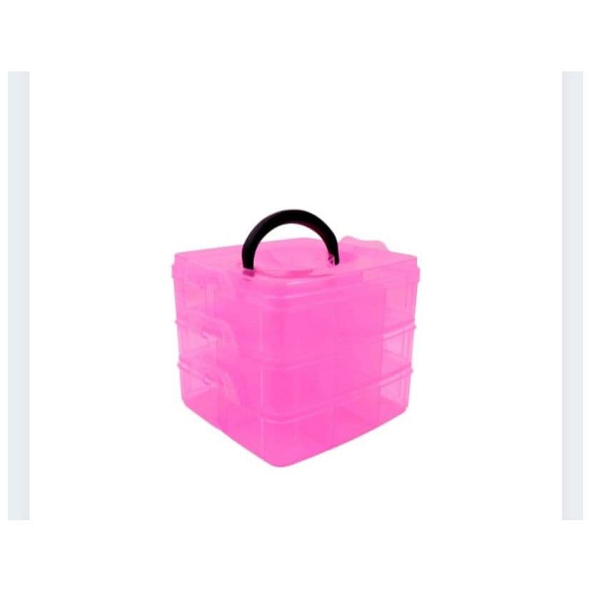 Caixa Organizadora Maleta com 3 Divisórias quadrada de plástico