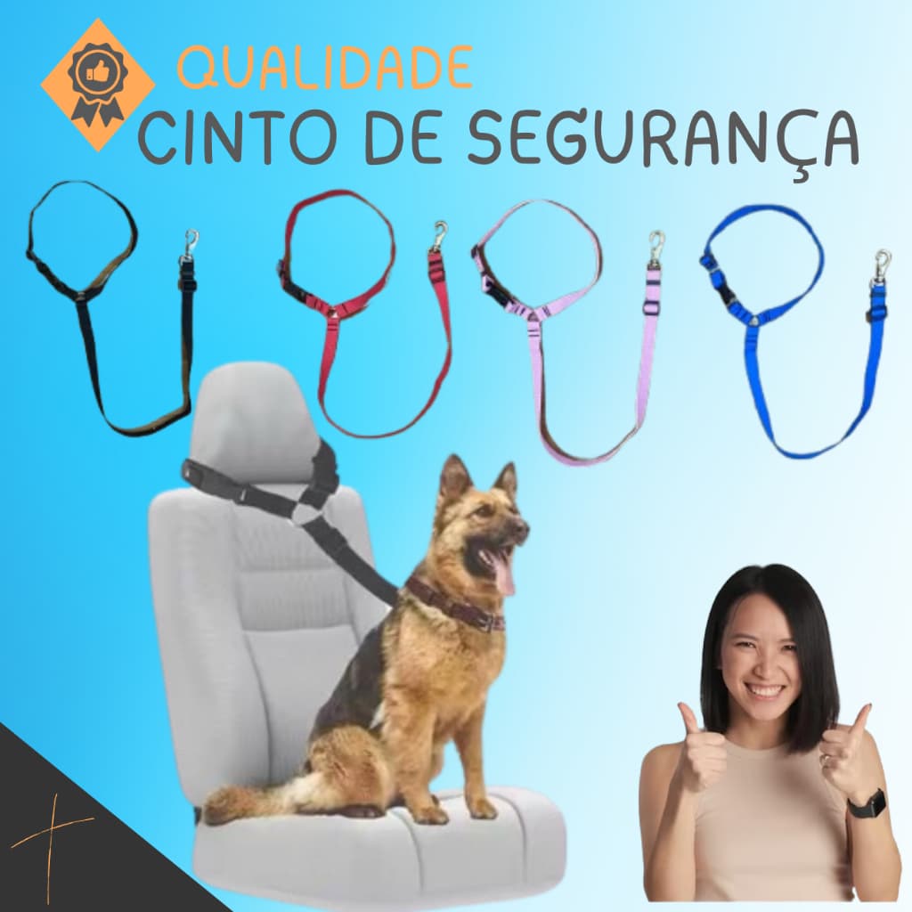 Cinto de Segurança Pet Encosto de Cabeça Para Cachorro Gato Cães Universal em Nylon Pode Ser Guia