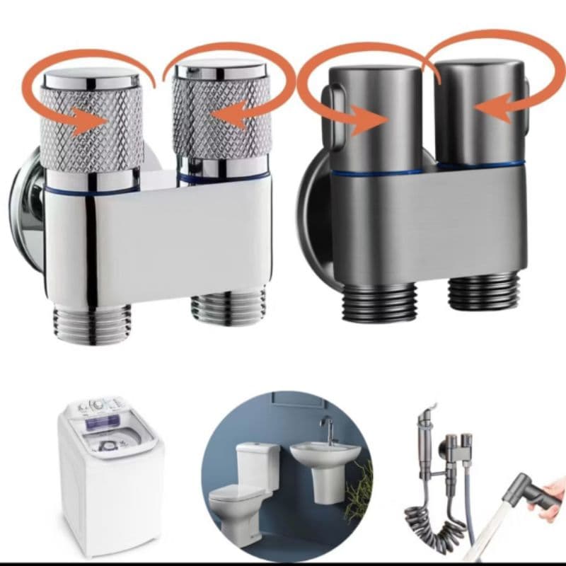 Indicado Registro Duplo Máquina De Lavar Ducha Higiênica Metal Cromado