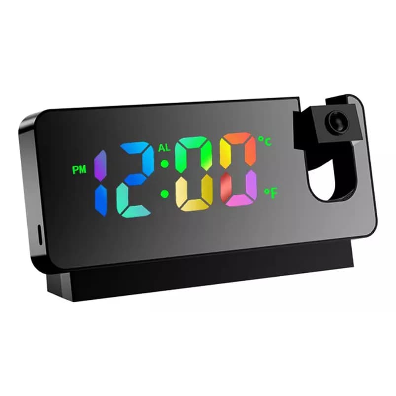 Relógio despertador de projeção com projetor rotativo de 180° visor LED - AL-2992 - Altomex
