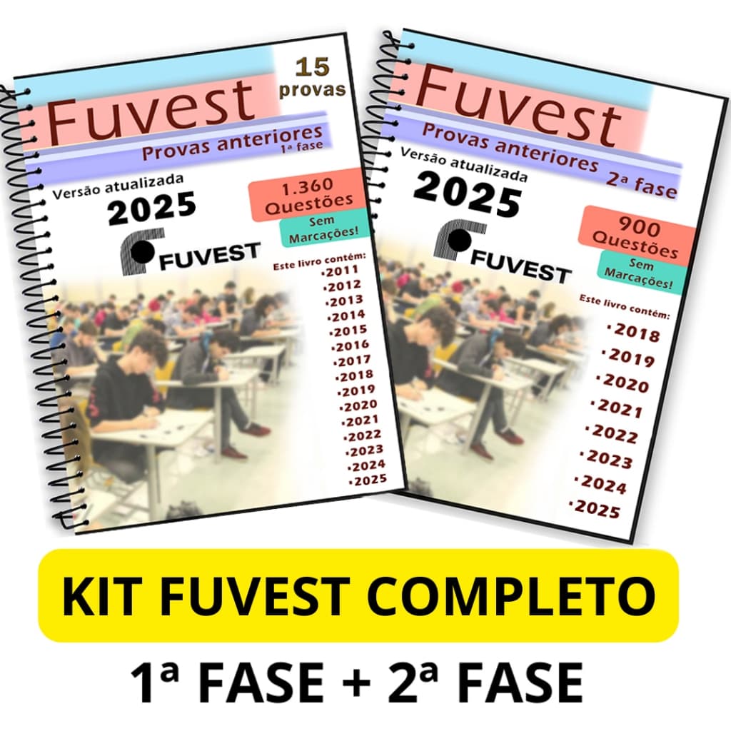 Kit Fuvest 1ª e 2ª fase completo + gabaritos