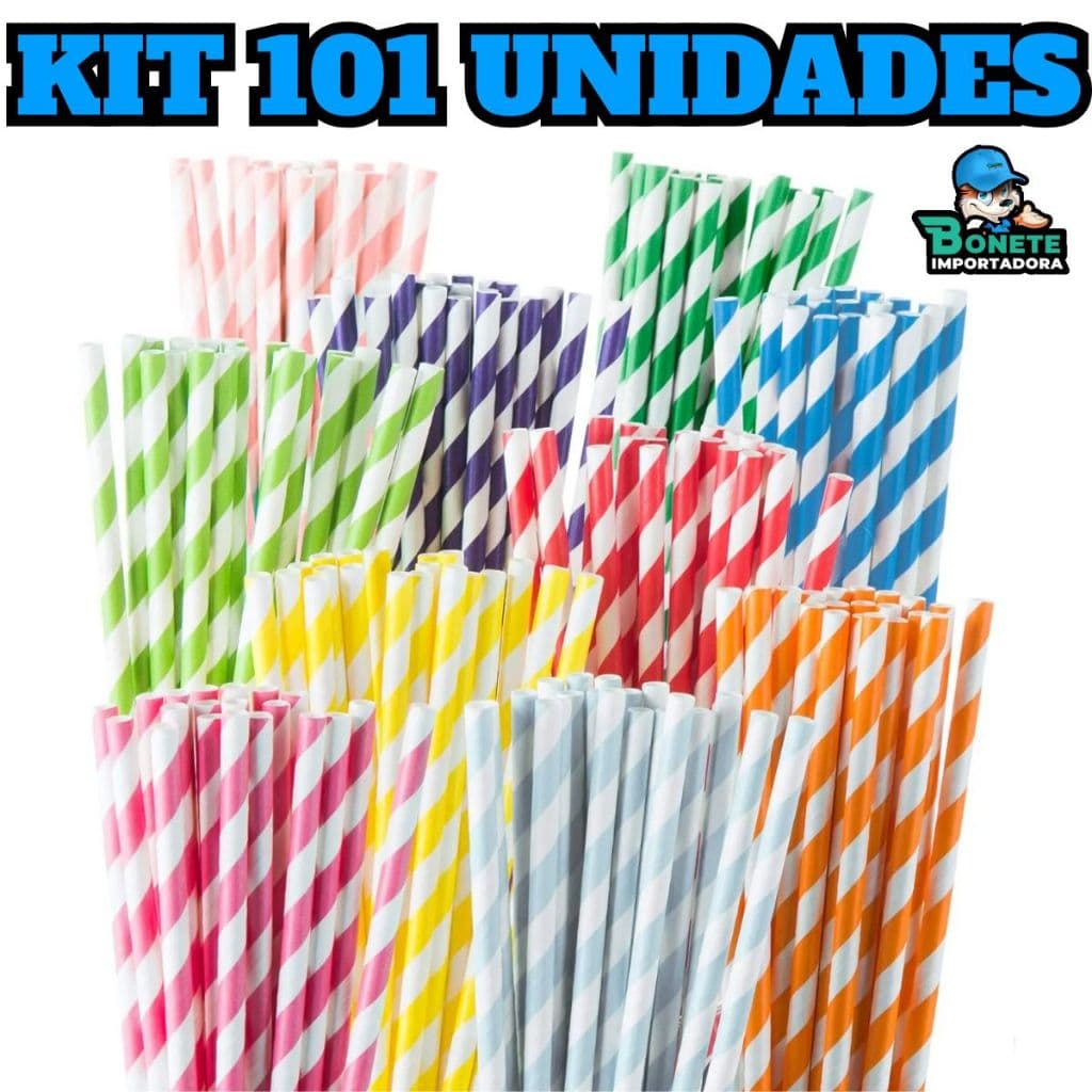 Kit 101 Canudos de Papel Sortidos - Biodegradáveis e Decorativos