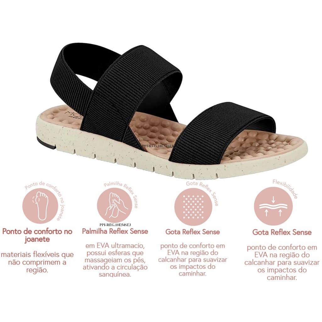 Sandália Modare Feminina Ortopédica Massageadora Ultraconforto Elástico Leve Original
